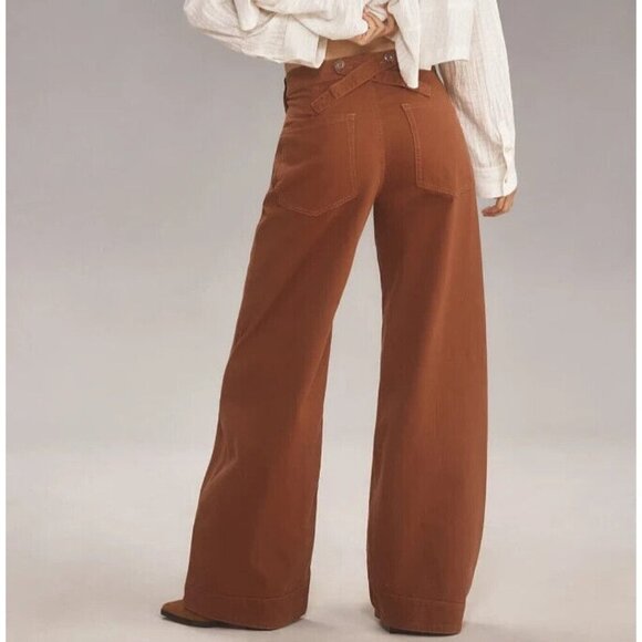 Anthropologie Pilcro Puddle Curve Wide-Leg Pants Brown 16W - Picture 1 of 2
